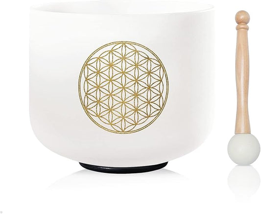 CVNC 528HZ C Note 8 Inch Flower Of Life Crystal Singing Bowl Meditation Sound Bath Sound Healing Chakra Singing Bowl - Bloomnest