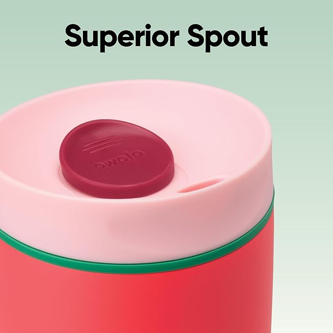 Owala SmoothSip Slider Insulated Stainless Steel Coffee Tumbler, Reusable Iced Coffee Cup, Hot Coffee Travel Mug, BPA Free 20 oz, Pink/Red (Strawberry Fields)