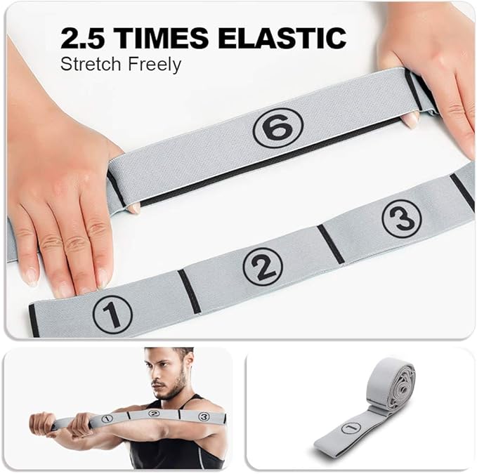 Stretch Strap, Elastic Yoga Stretching Strap, Multi-Loop for Physical Therapy, Pilates, Yoga, Dance & Gymnastics Exercise and Flexible Pilates Stretch Band - Bloomnest