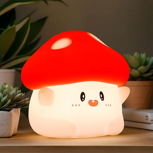 Mushroom Night Light,LED Cute Silicone Squishy Lamp Rechargeable Nursery Nightlight with 2 Level Dimmable Bedside Touch Lamp for Bedroom Kids Room Mushroom Decor Gifts - Bloomnest