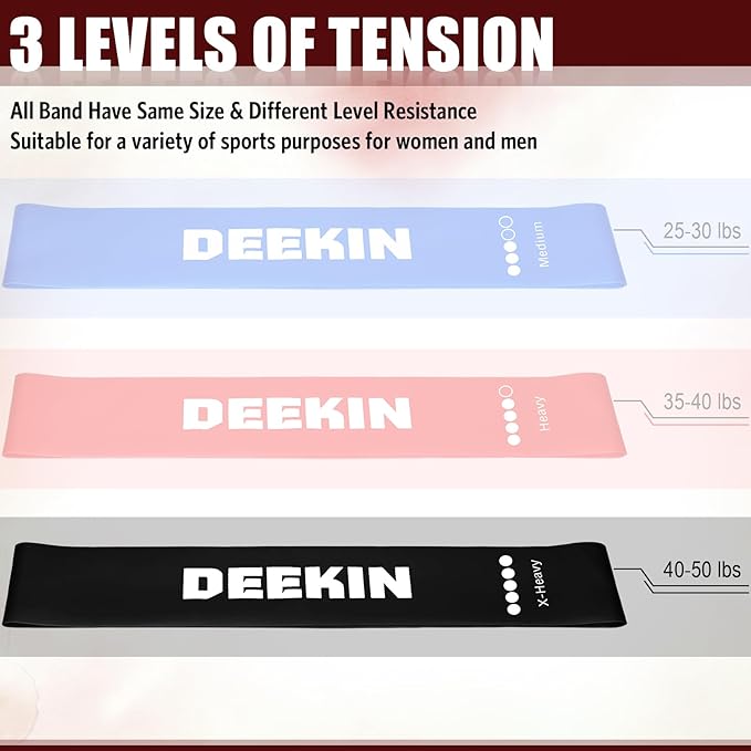 Deekin 20 Pcs Resistance Bands Resistance Loop Exercise Bands Exercise Equipment Elastic Drap Ring for Women and Men Home Fitness, Gym, Yoga - Bloomnest