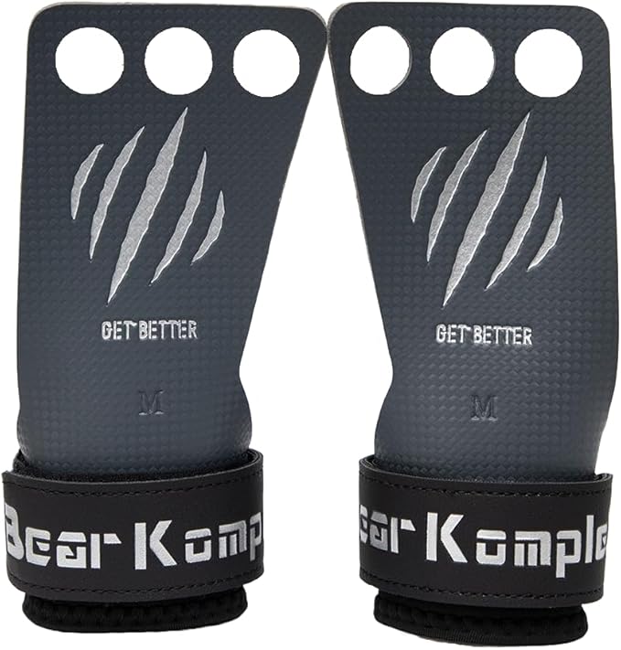 Bear KompleX 2-3 Hole Carbon Hand Grips for Weight Lifting, Cross Training and Gymnastics, Durable Workout Grips with Wrist Wraps, Comfortable Lifting Straps & Workout for Gymnastic Bars - Bloomnest