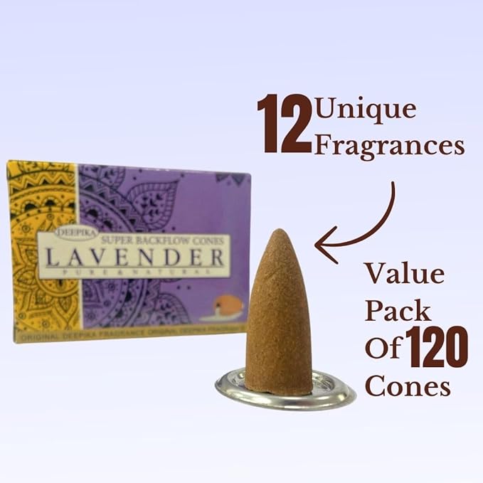Deepika Backflow Dhoop Flora Classique Frankincense Cones for Waterfall Indoor Outdoor Incense Coil for Meditation, Yoga, Relaxation, Healing (Mega Set of 120 Pcs)
