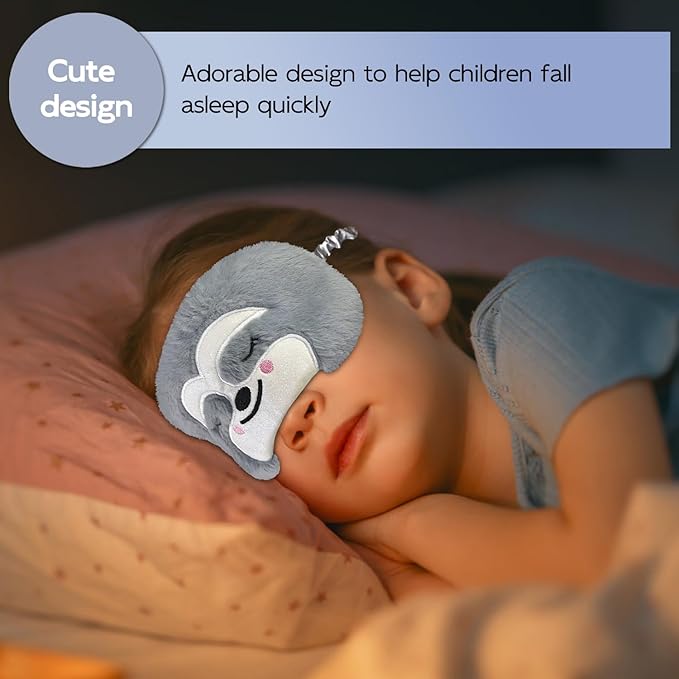 Cute Sleep Masks Cartoon Animal Eye Mask Plush Sleeping Mask & Travel Blindfold - Funny Novelty Eye Shade for Kids, Girls & Adults (Grey Sloth) - Bloomnest
