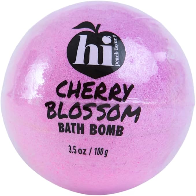 Hi Peach Layne Cherry Blossom Bath Bombs 12-Pack (3.5 oz Each) – Vegan, Clean Beauty Spa Gifts for Women & Kids, Fun Fizzing Bath Bombs for Girls - Bloomnest