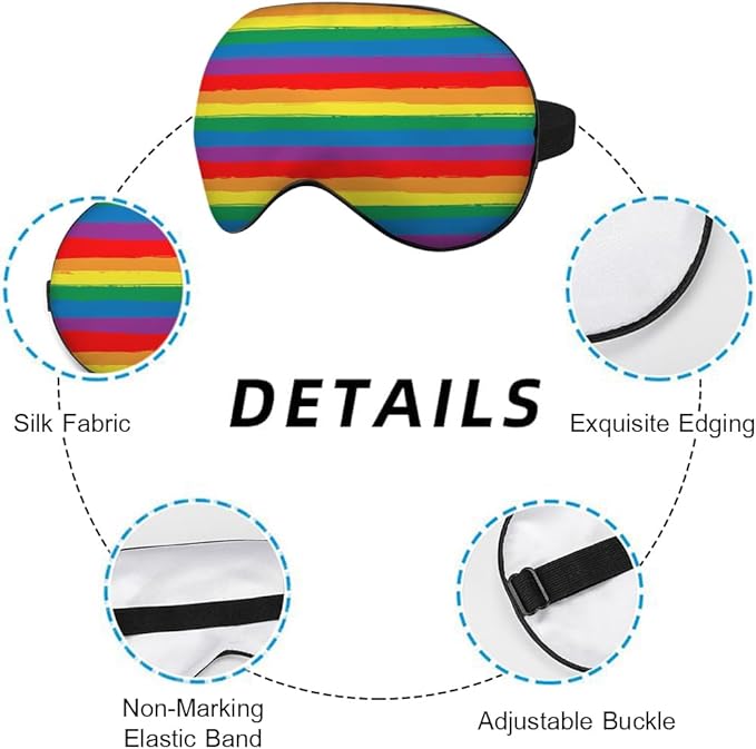 Rainbow Striped Sleep Eye Mask LGBT Flag Color Stripes Art Silk Eye Mask Sleeping Soft Eye Shade Cover for Men Women Boy Girl Airplane Travel with Elastic Strap - Bloomnest