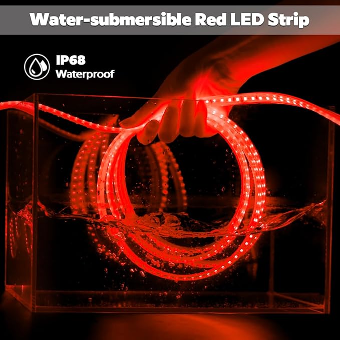 DC24V 630nm Red LED Strip for Sauna Lighting, Flexible Cuttable Dimmable Long 5m 16.4ft 600 LEDs Heat-Resistant IP68 Waterproof Chromotherapy Sauna Light Tape (Ordinary Red) Bloomnest