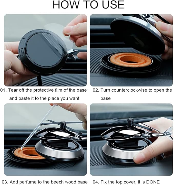 Car Air Fresheners,Al Alloy Solar Powered Rotating Incense Helicopter Diffuser, Home and Car Décor Accessories (Blue) - Bloomnest