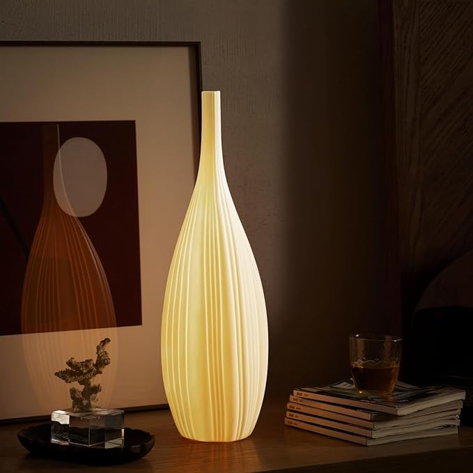 RONDURE 20.6" Modern Ceramic Table Lamp, Modern Bedside Lamps for Bedroom, Living Room and Nightstand, White Translucent Ceramic Shade, Warm Ambient Lighting, Home Decor - Bloomnest
