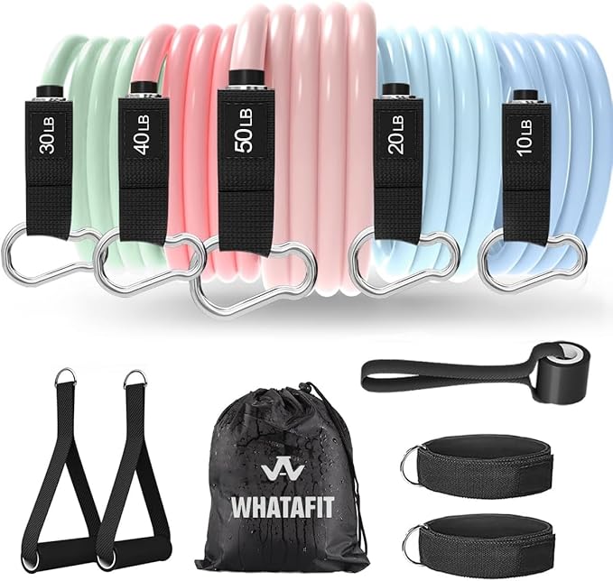WHATAFIT Resistance Bands, Exercise Bands，Resistance Bands for Working Out, Work Out Bands with Handles for Men and Women Fitness, Strength Training Home Gym Equipment - Bloomnest