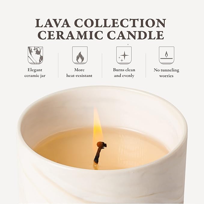 Hidden Label Scented Soy Candles, Large Candle 12oz Japanese Cherry Blossom Ceramic Jar Lava Collection, Gorgeous Gifts for Birthday Thanksgiving Christmas - Bloomnest