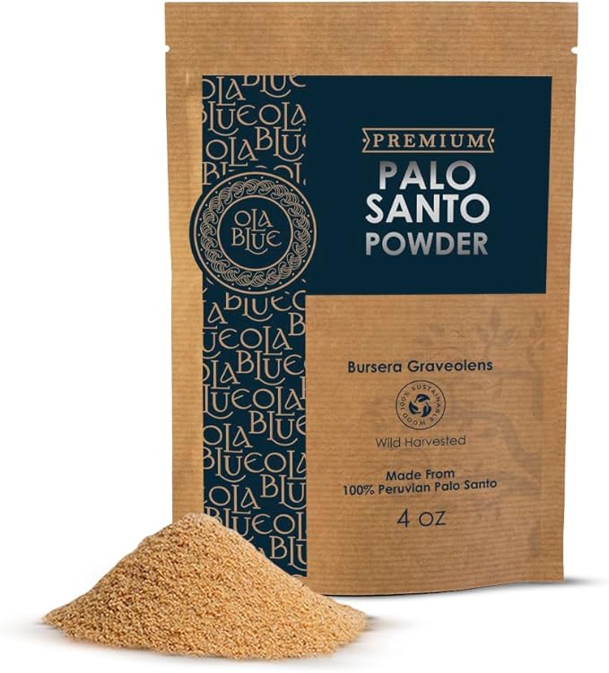 Palo Santo Powder 4oz Natural and Sustainable from Peru Incense Powder for Smudging, Energy Cleansing, Meditation - sustainably Harvested Aromatic Resin Organic Incense OLABLUE