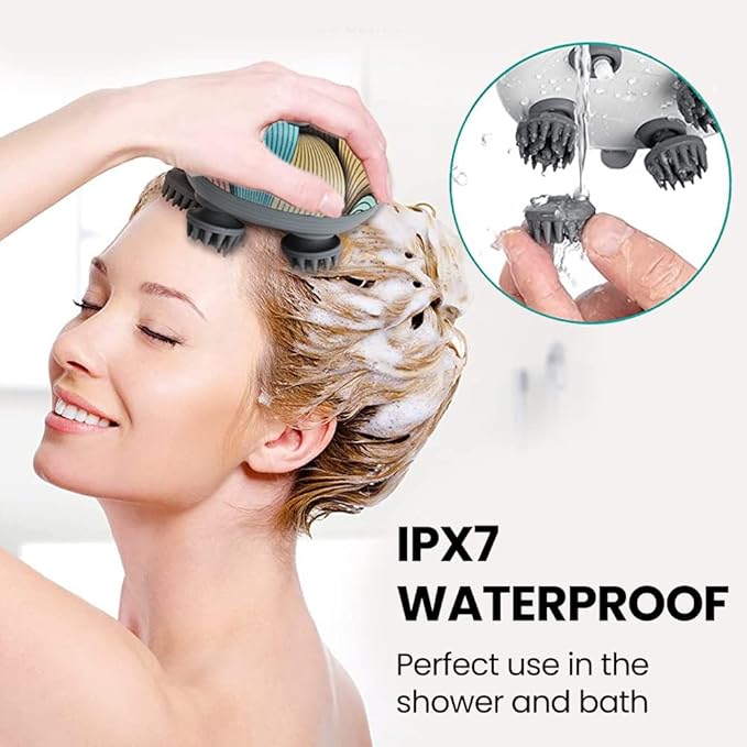 EILISON Cordless Hair Scalp Massager- Electric Head Massager with Kneading Massage, IPX-6 Waterproof Handheld Portable Head Scratcher Massager for Hair Growth, Deep Clean & Stress Relax EILISON