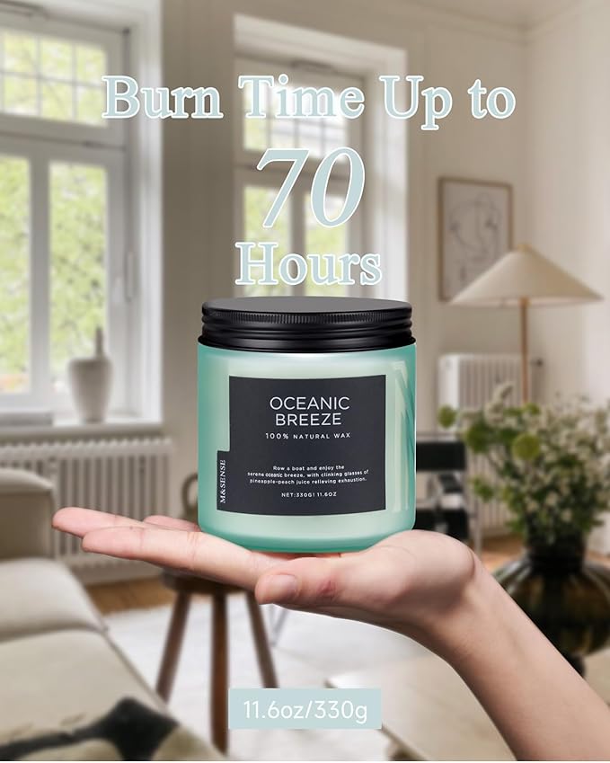 M&SENSE Candle Oceanic Breeze Scented, 11.6oz 70 Hour Long Lasting 2 Wick Pineapple & Mango Scent Natural Soy Candles for Home Scented, Stress Relief Gifts for Women/Men - Bloomnest
