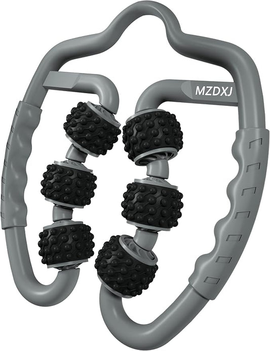 Cellulite Massage Tool Muscle Roller - Deep Fascia Massager & Dimpled Skin Remover for Legs, Thighs & Buttocks - Anti-Cellulite Roller, Smooth Skin, Pain Reliefs (Grey Black-6Wheel) - Bloomnest