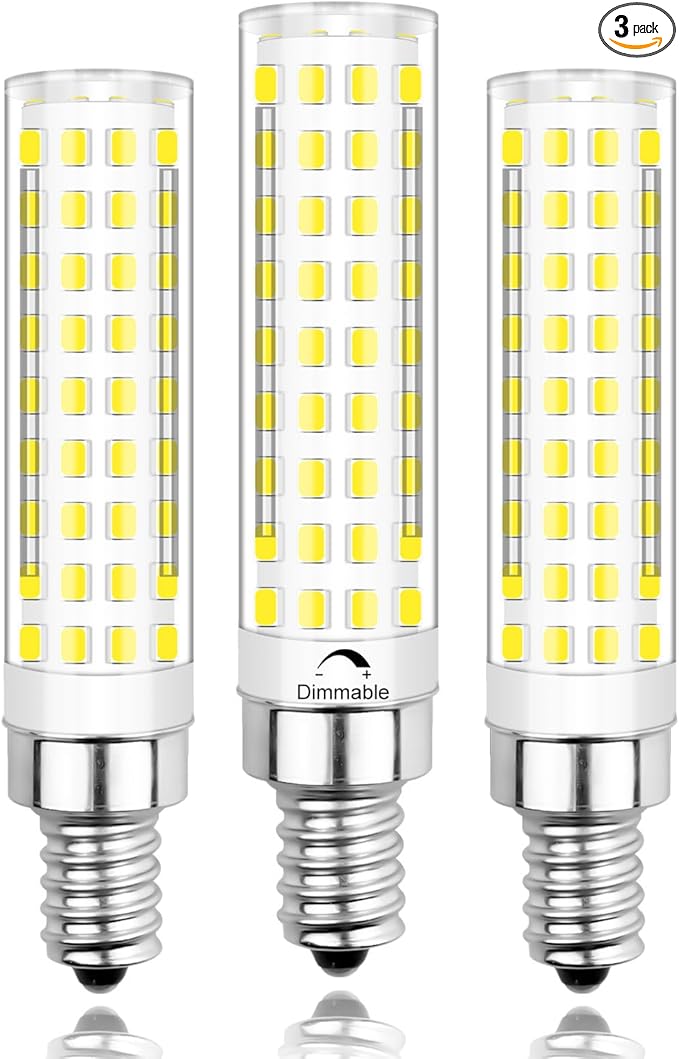 E12 Led Bulbs 100 Watt Equivalent 10W Candelabra Light Bulbs Dimmable, Cool White 6000K, AC120V 1100 Lumen for Chandelier Ceiling Fan Salt Lamp (0.71 * 3.45 in),3 Pack - Bloomnest