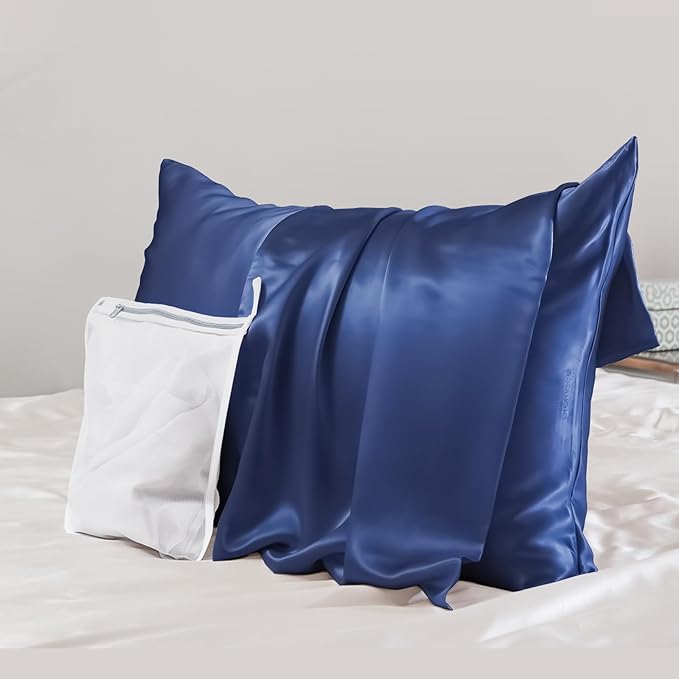 PROMEED Premium 6A+ Silk Pillowcase Toddler Size for Kids - 100% 23 Momme Mulberry Silk Travel Pillow Case Covers for Hair and Skin (Toddler/Travel 13"x18", Navy) - Bloomnest