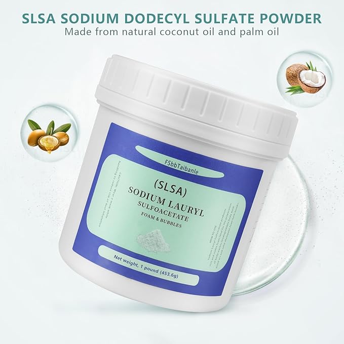 1 Pound of SLSA Powder for Bath Bomb Making, Premium Sodium Lauryl Sulfoacetate Powder, Sodium Lactate for soap Making, Gentle on The Skin. Suitable for Bath TrufflesCrafting Bath Bombs and More - Bloomnest