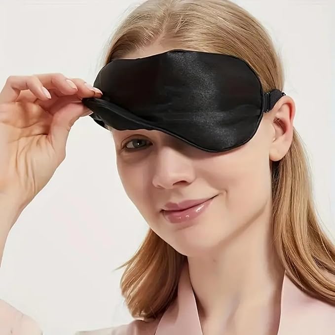 100% 6A Mulberry Silk Sleep Mask for Side Sleepers- FSA Eligible Blackout Eye Mask, Reduces Migraines & Puffy Eyes, Travel Office Airplane Use, Ideal Gift for Women & Men - Bloomnest