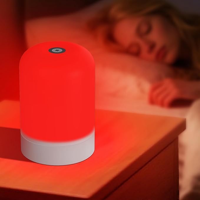 Red Light Therapy Lamp for Sleep & Relaxation – 670nm Bedside Night Light with Touch Control, Dimmable LED Lamp for Bedroom | Cordless, Rechargeable, Portable Design for Travel & Home Use - Bloomnest