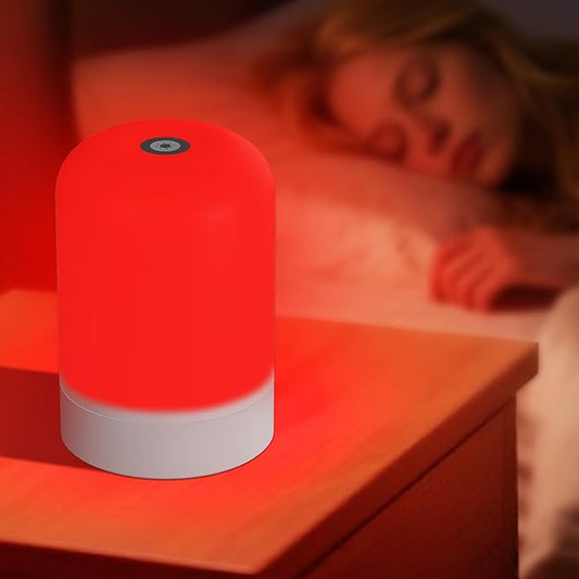 Red Light Therapy Lamp for Sleep & Relaxation – 670nm Bedside Night Light with Touch Control, Dimmable LED Lamp for Bedroom | Cordless, Rechargeable, Portable Design for Travel & Home Use - Bloomnest