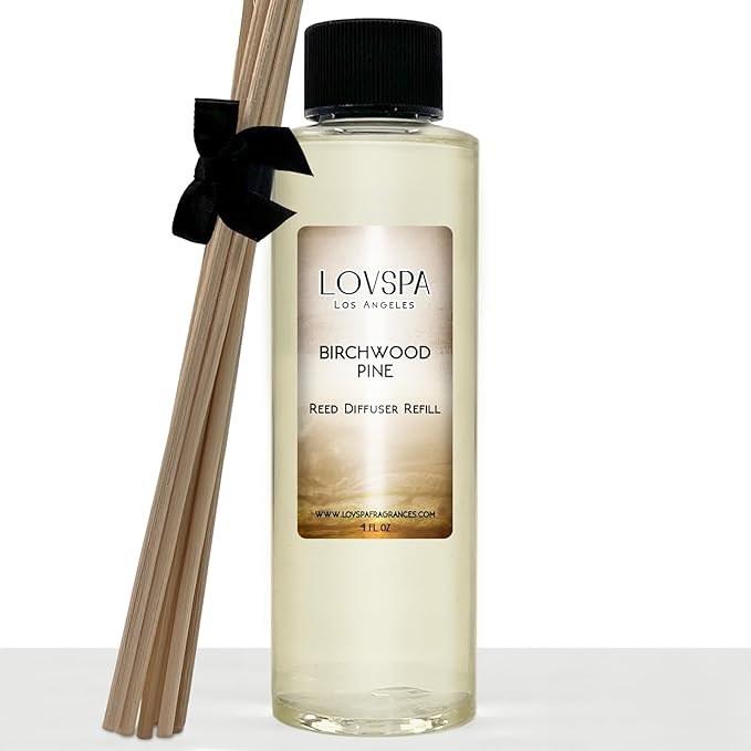 LOVSPA Birchwood Pine Diffuser Oil - Holiday Essential Oils for Diffuser Refill & Air Freshener Room Spray - Long-Lasting & Natural Home Fragrance, Scented Oil for Diffusers, USA Made, 4oz - Bloomnest