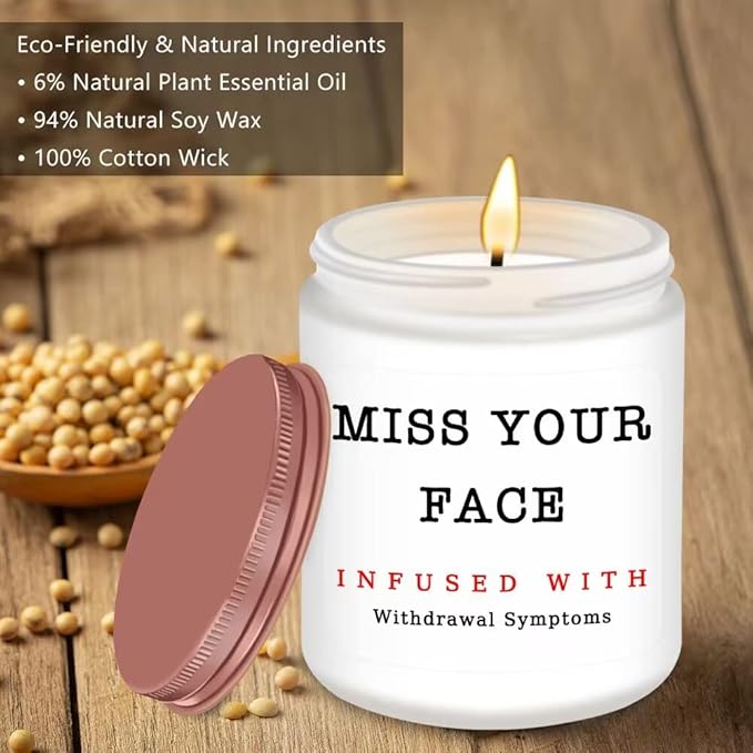 Homsolver Gifts for Women, Men, Friends, Sister, Bestie, Christmas Birthday Candles for Her Him, Unique Friendship Gift for Friend, Miss Your Face Scented Candle