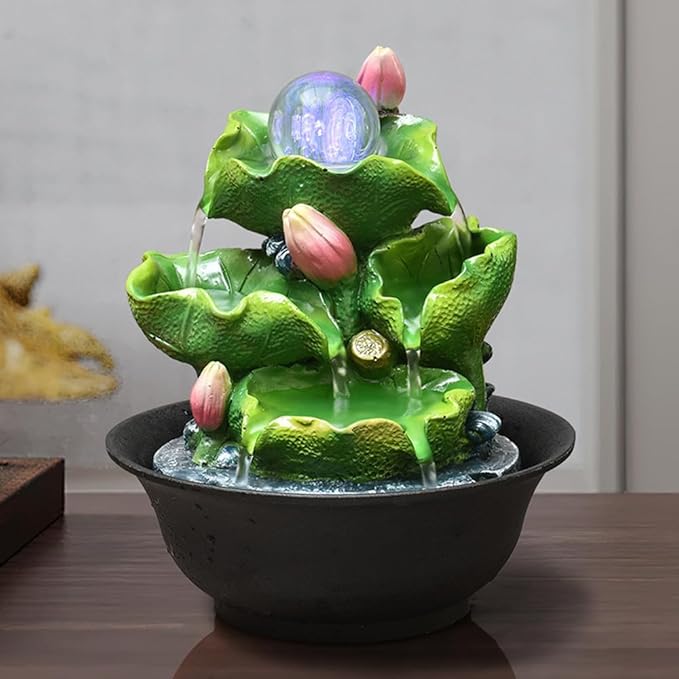 Tabletop Fountain House Decor Waterfall Fountain with Color-Changing LED Light for Office, Living Room, or Bedroom,Relaxing Indoor Tabletop Water Fountain(2813) - Bloomnest