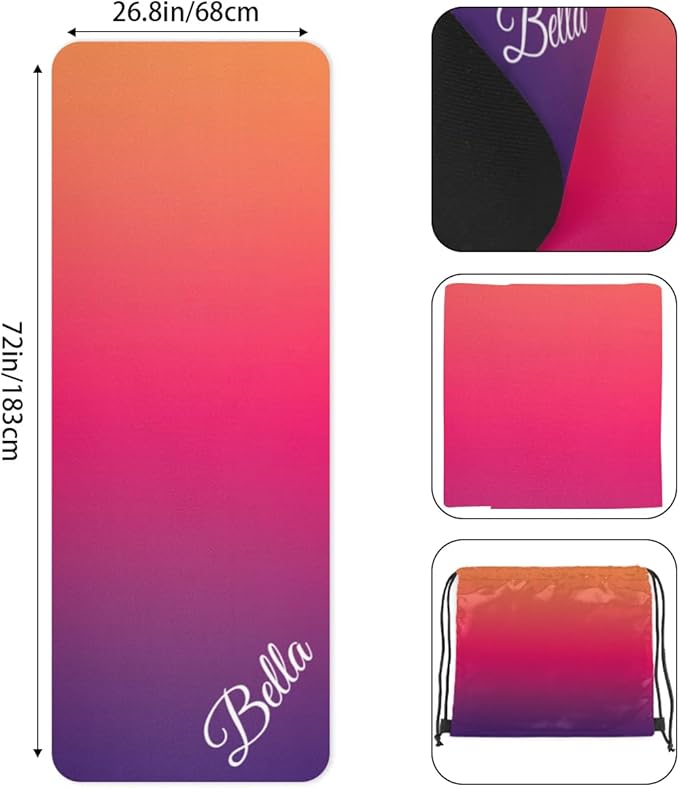 Custom Name Yoga Mat,Personalized Travel Yoga Exercise Mat,Non Slip,Perfect for Kids & Adults,Gradient Color E Series - Bloomnest