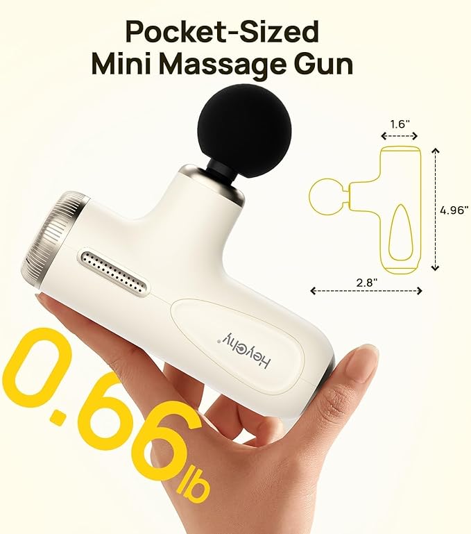 Super Mini Massage Gun Deep Tissue, Muscle Massager with 4-10mm Amplitude & 4 Heads, Portable Handheld Massager, Perfect Gifts for Athletes, Pain Relief at Home, Gym, Travel, Gym, White - Bloomnest