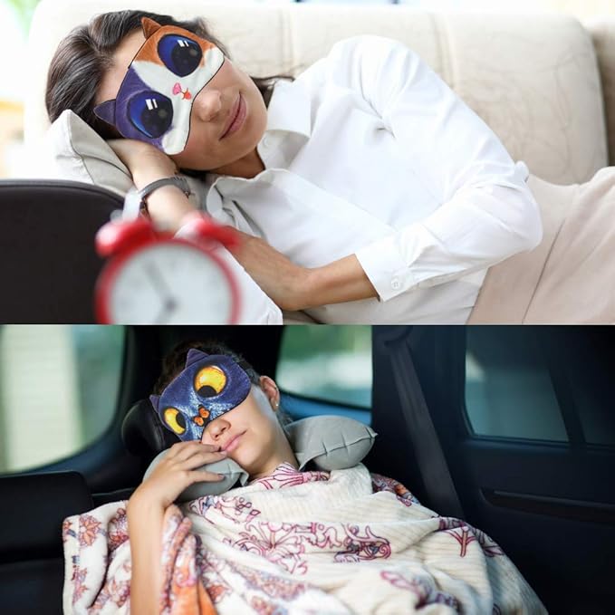 Tphon Sleep Mask for Adult Kids Boys Girls Funny Blindfolds Soft Cute Animal Sleeping Masks with Adjustable Strap for Travel Naps Shift Works Games - Bloomnest