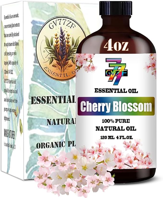 Cherry Blossom Essential Oil (4 oz/120 ml) — Cherry Blossom Oils for Aromatherapy, diffusers, humidifiers, Home fragrances, DIY Skincare, soap Making, DIY Candle, Relaxation, Yoga, and Meditation - Bloomnest