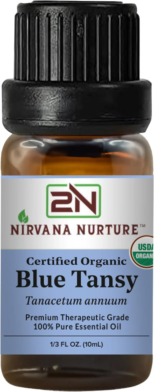 Blue Tansy Essential Oil, USDA Certified Organic, 100% Pure Undiluted, Aromatherapy Oil for Diffuser, Hair & Skin Care NirvanaNurture
