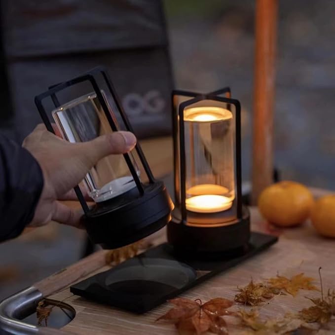 Portable Metal Table Lamp for Indoor/Outdoor ,Rechargeable Cordless LED Lamp, 3-Colour Infinitely Dimming Battery Powered Small Desk Lamp, Restaurant/Bedroom/Bar/Coffee Shop/Camping Light (Black) - Bloomnest