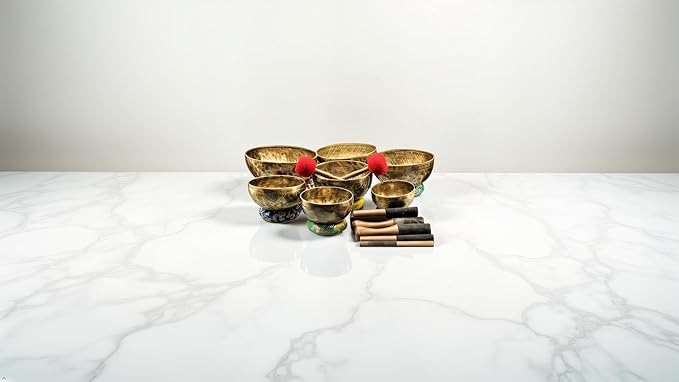 Chakra Healing Tibetan Singing Bowl - Set of 7 - Hand Hammered Tibetan Meditation Singing Bowl Nepal ArtsOfIndia