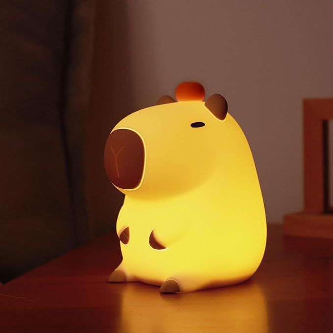 Attivolife Capybara Night Light, Cute Animal Silicone Nightlight with Dimmable & Timer, Portable Rechargeable LED Touch Lamp, Bedroom Table Decor Birthday Present for Boy Girl - Bloomnest
