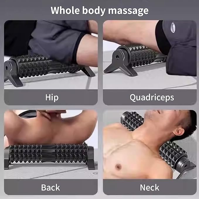RUNWE Foam Roller with Stand - Bracket Foam Roller for Back Pain, 21 inch Trigger Point Deep Tissue Massage Roller, Medium Density Grid Bracket Foam Rollers, Leg Roller for Muscles Deep Tissue - Bloomnest