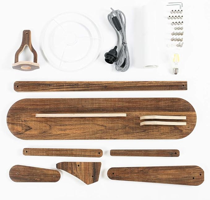 Cool Decorative Tall Floor Lamp Wood Swing Arm Standing Corner Reading Lights for Kids Bedroom Living Room Farmhouse - LED Bulb Included (Teak) - Bloomnest