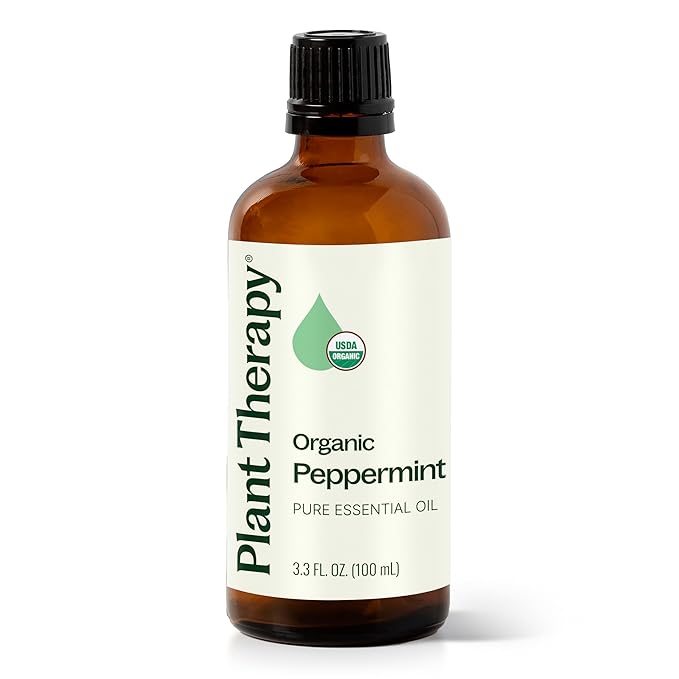 Plant Therapy Organic Peppermint Essential Oil 100% Pure, USDA Certified Organic, Undiluted, Natural Aromatherapy, for Diffusion, Skin, Hair, Therapeutic Grade 100 mL (3.3 oz) - Bloomnest