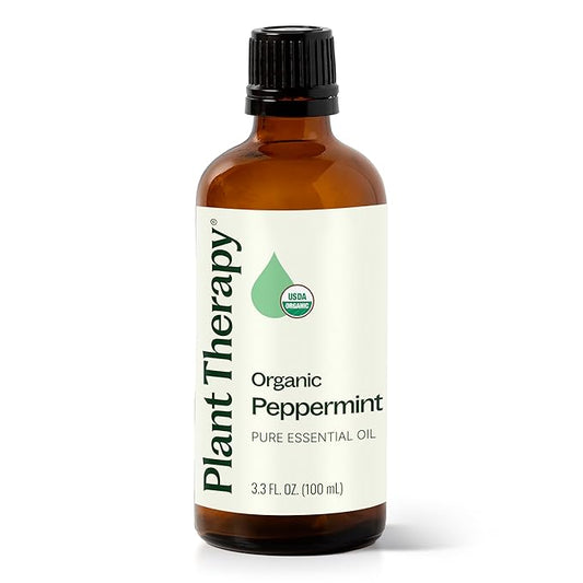 Plant Therapy Organic Peppermint Essential Oil 100% Pure, USDA Certified Organic, Undiluted, Natural Aromatherapy, for Diffusion, Skin, Hair, Therapeutic Grade 100 mL (3.3 oz) - Bloomnest