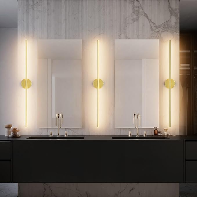 40In Modern Gold Hardwired Bathroom Sconce Vanity Light Bar Over Mirror 3000K Bathroom Light Fixture 360° Rotatable for Bedroom Living Room - Bloomnest