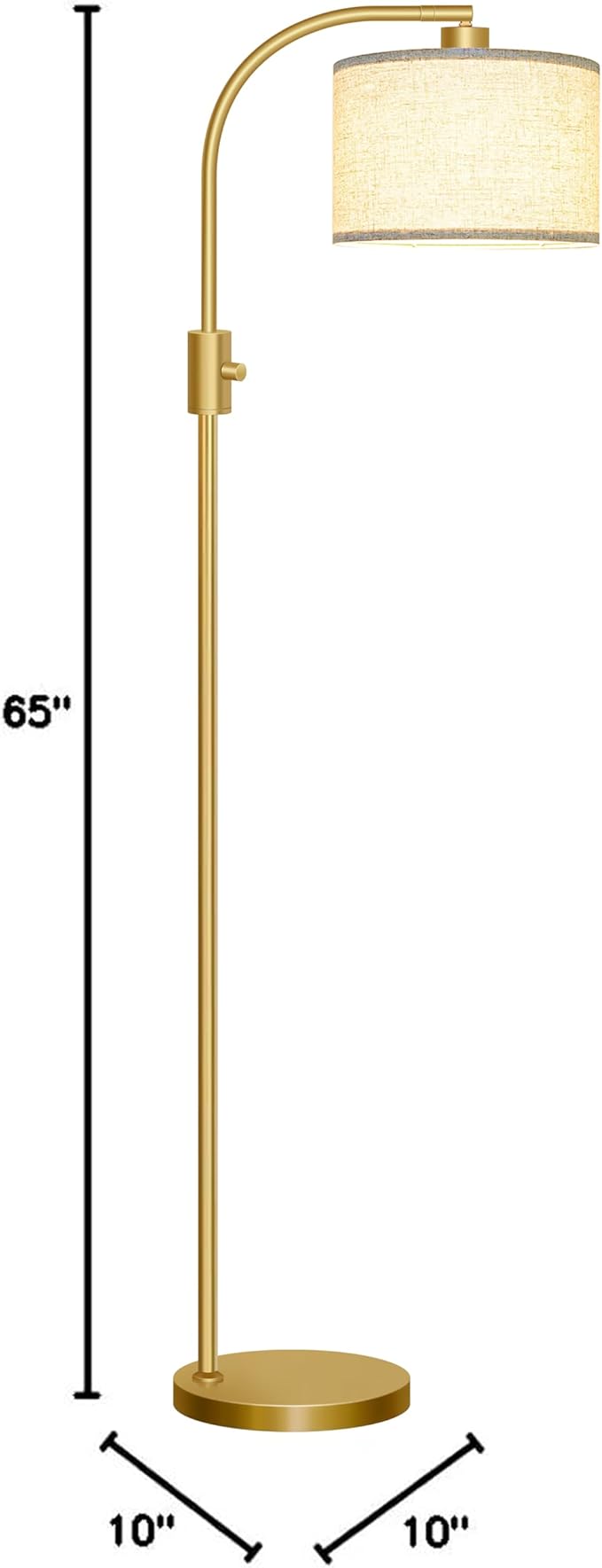 【Upgraded】 Dimmable Gold Floor Lamp, 1200 Lumens LED Bulb Included, Arc Floor Lamps for Living Room Modern Standing Lamp with Linen Shade, Tall Lamp for Living Room Bedroom Office Reading Room Nursery - Bloomnest