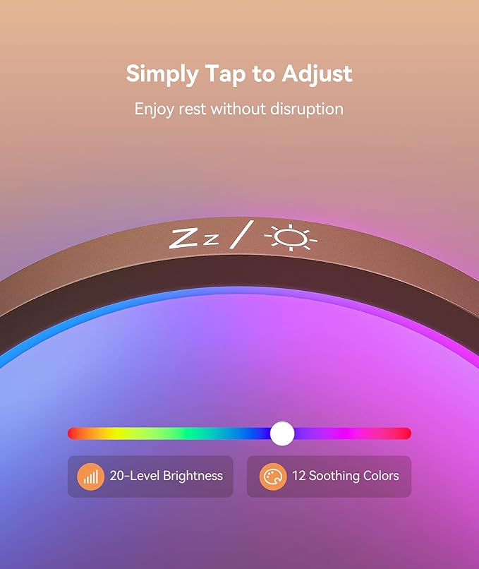 Dreamegg Sunrise Alarm Clock - Sound Machine for Sleep, 12 Ambient Colors &20-Level Dimmable Night Light, 25 Soothing Sounds, White Noise Machine, Wake Up Light for Adults, Stylish Bedroom Decor&Gift - Bloomnest