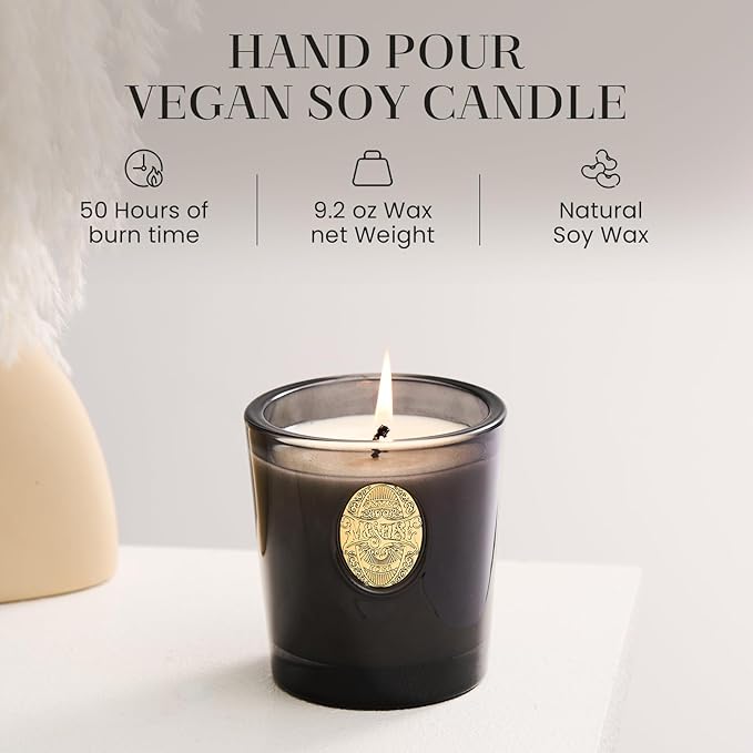 M&SENSE Natural Soy Candle | Oud Wood & Black | 9.2 oz, 50H Burn Time | Luxury Scented Candle for Relaxation, Gifting, Home Décor | Ideal for Bedroom, Office, Party Ambiance - Bloomnest