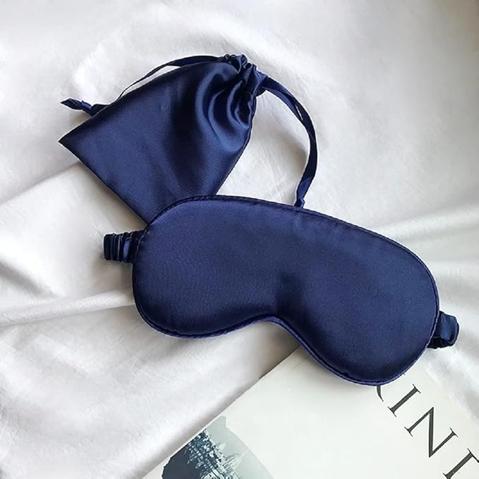 Silk Satin Sleeping Eye Mask, Navy Sleep Eye Night Blindfold for Women and Men, Soft Breathable Blackout Eyeshade Eye Cover for Travel, Wedding Bridesmaid Gift - Bloomnest