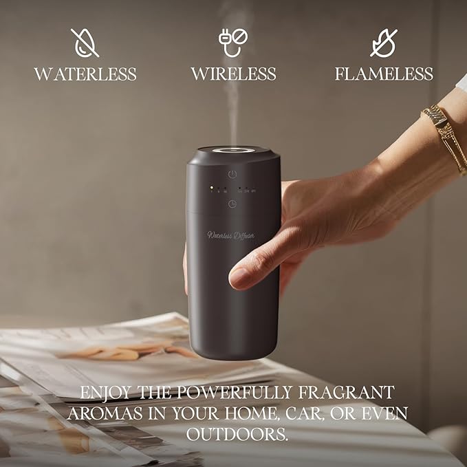 ARVIDSSON Waterless Diffuser for Essential Oil, Battery Operated Aromatherapy Diffuser, Waterless Essential Oil Diffuser, Wireless Scent Diffusers for Home, Car, Office - Bloomnest