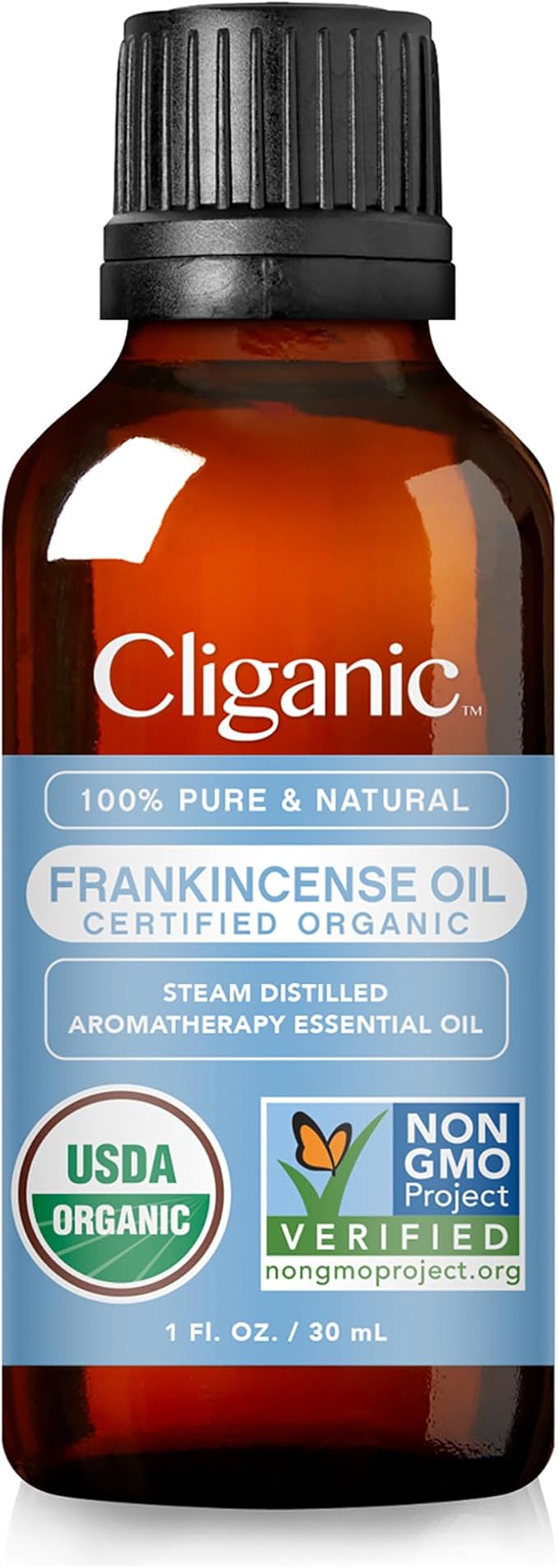 Cliganic USDA Organic Frankincense Essential Oil, 1oz - Boswellia Serrata, 100% Pure Natural Undiluted, for Aromatherapy | Non-GMO Verified (Packaging May Vary) Cliganic
