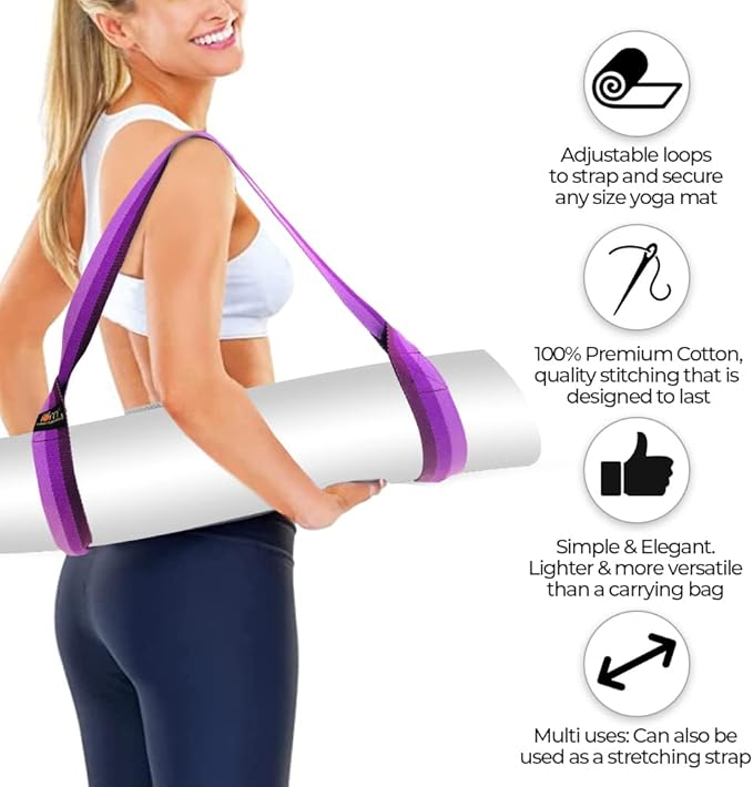 Yoga Mat Carrier Strap | Adjustable Mat Holder Sling for Carrying Mats | Thick & Comfy Texture | Yoga Mat Strap - Bloomnest
