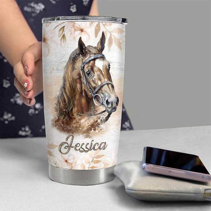 SANDJEST Personalized Horse Tumbler Motivation 20oz 30oz Tumblers with Lid Gift for Women Girl Daughter Sister Animal Lovers Christmas Birthday - Bloomnest