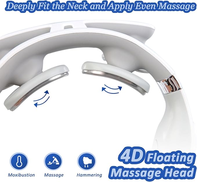 Pulse Neck Massager, 2026 2.0 Upgraded 4-Head Portable Neck Massager with Heat, 6 Modes 16 Levels for Home Relaxation & Personal Comfort, Ergonomic Design, Portable, Lightweight Bloomnest